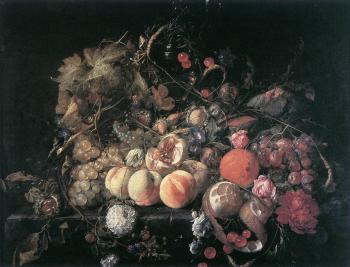 Cornelis De Heem : Still-Life with Flowers and Fruit